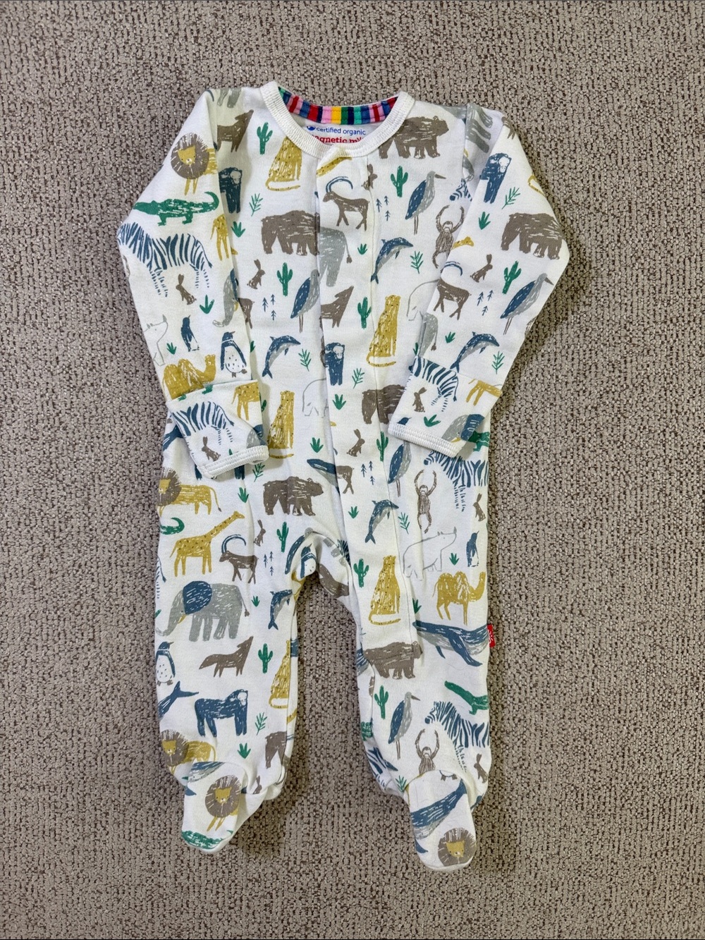 Organic Animal Print Footed One-Piece Sleeper - Multicolor